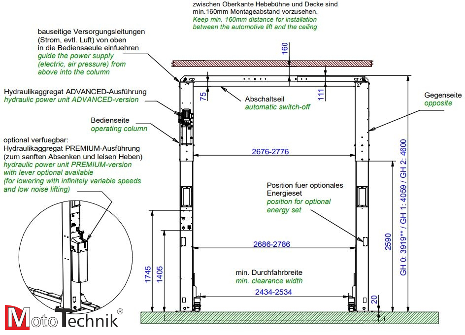KOPIA Podnośnik hydr. dwukolumnowy NUSSBAUM Power Lift SLH 4600 UNI Premium GH2