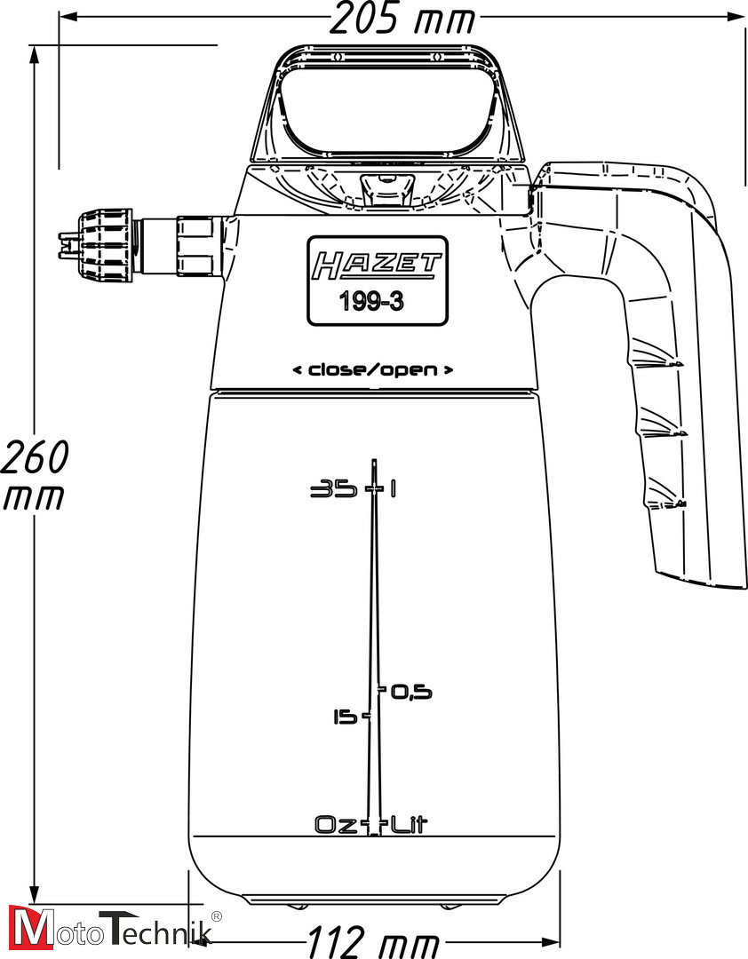 Spryskiwacz ciśnieniowy, do wytwarzania piany HAZET 199-3