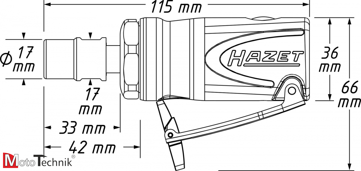 Miniszlifierka jednoręczna, wersja prosta HAZET 9032 M-1