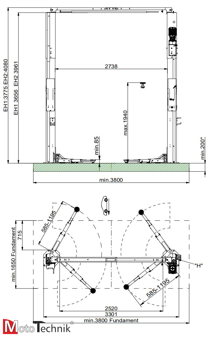 Podnośnik hydrauliczny 2-kolumnowy ROTARY SPOA3TS-5SC-EH2 (3,5 t.) sport cars